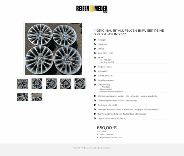 4 ORIGINAL 18" ALUFELGEN BMW 5ER REIHE G30 G31 STYLING 632  #1LVG – Bild 8