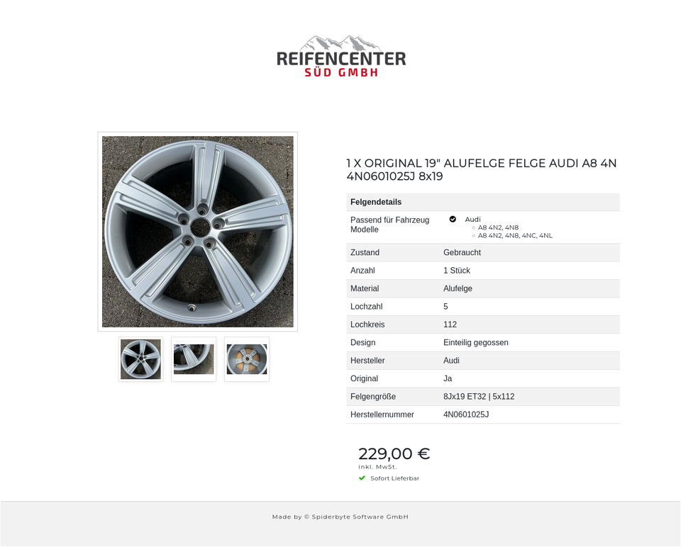 1 X ORIGINAL 19" ALUFELGE FELGE AUDI A8 4N 4N0601025J 8x19 #1X8T – Bild 4