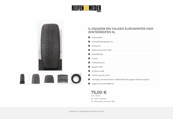 1x 215/45R18 93V FALKEN EUROWINTER HS01 WINTERREIFEN XL #1ZKO – Bild 6