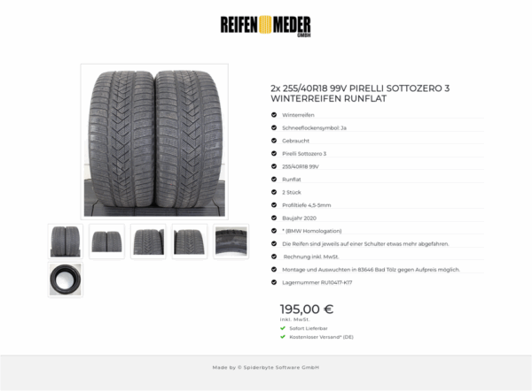 2x 255/40R18 99V PIRELLI SOTTOZERO 3 WINTERREIFEN RUNFLAT #1PSY – Bild 7