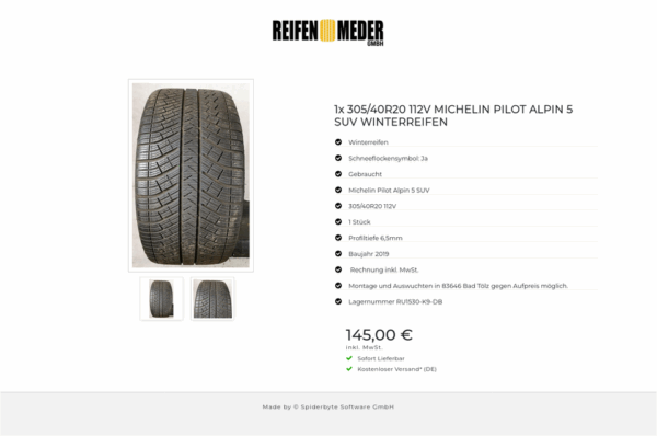 1x 305/40R20 112V MICHELIN PILOT ALPIN 5 SUV WINTERREIFEN #6314 – Bild 3