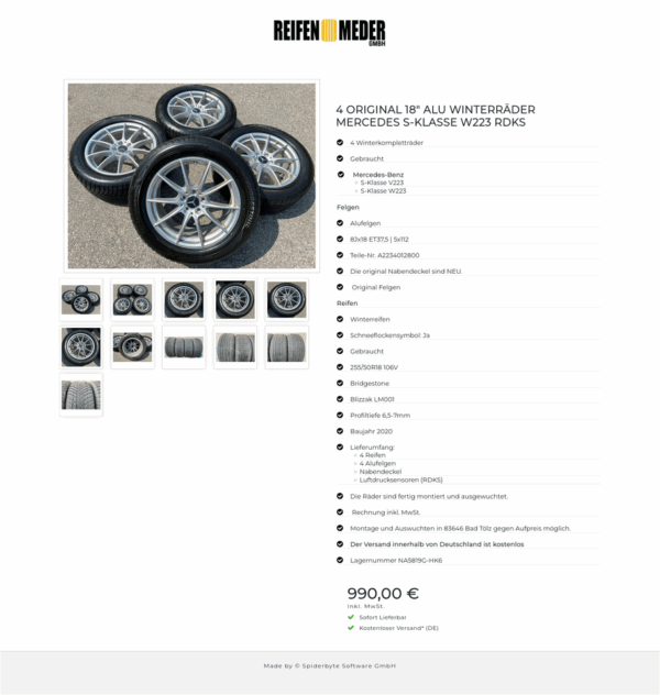 4 ORIGINAL 18" ALU WINTERRÄDER MERCEDES S-KLASSE W223 RDKS #16XU – Bild 12