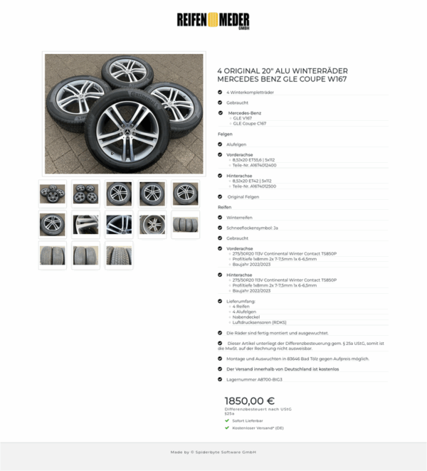4 ORIGINAL 20" ALU WINTERRÄDER MERCEDES BENZ GLE COUPE W167 #1V0N – Bild 14