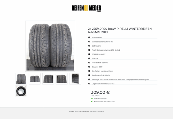 2x 275/40R20 106W PIRELLI WINTERREIFEN 6-6,5MM 2019 #1U8A – Bild 7