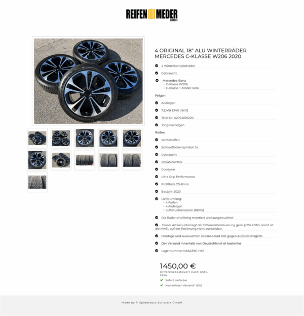 4 ORIGINAL 18" ALU WINTERRÄDER MERCEDES C-KLASSE W206 2020 #19ET – Bild 12