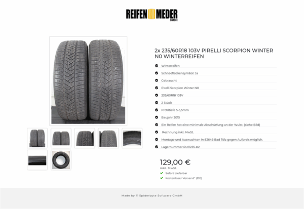 2x 235/60R18 103V PIRELLI SCORPION WINTER N0 WINTERREIFEN #1V1R – Bild 8