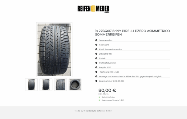 1x 275/40R18 99Y PIRELLI PZERO ASIMMETRICO SOMMERREIFEN #2555 – Bild 5