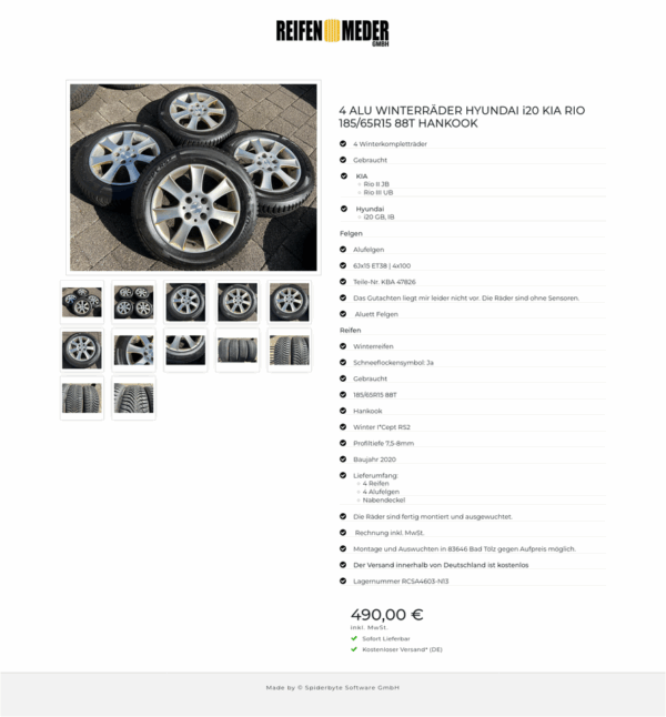 4 ALU WINTERRÄDER HYUNDAI i20 KIA RIO 185/65R15 88T HANKOOK #1NIC – Bild 13