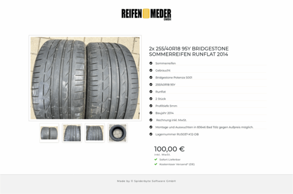 2x 255/40R18 95Y BRIDGESTONE SOMMERREIFEN RUNFLAT 2014 #16QV – Bild 5