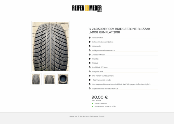1x 245/50R19 105V BRIDGESTONE BLIZZAK LM001 RUNFLAT 2018 #4176 – Bild 4