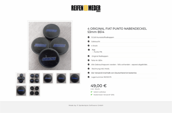 4 ORIGINAL FIAT PUNTO NABENDECKEL 53mm B514 #1MJQ – Bild 8