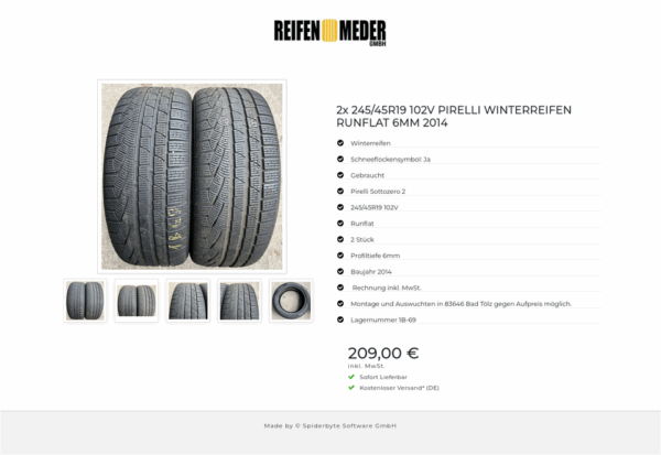 2x 245/45R19 102V PIRELLI WINTERREIFEN RUNFLAT 6MM 2014 #1TKH – Bild 6
