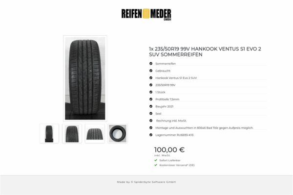 1x 235/50R19 99V HANKOOK VENTUS S1 EVO 2 SUV SOMMERREIFEN #1AKF – Bild 5