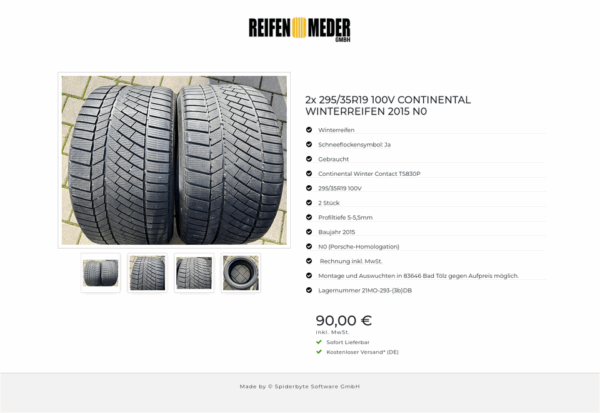 2x 295/35R19 100V CONTINENTAL WINTERREIFEN 2015 N0 #8404 – Bild 5
