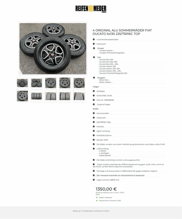 4 ORIGINAL ALU SOMMERRÄDER FIAT DUCATO 5x130 225/75R16C TOP #1CWQ – Bild 11