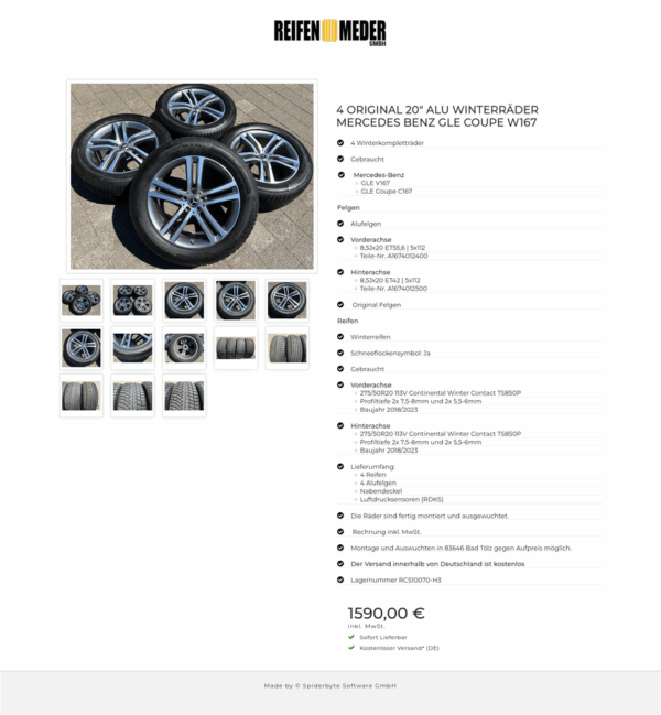 4 ORIGINAL 20" ALU WINTERRÄDER MERCEDES BENZ GLE COUPE W167 #1WUY – Bild 14