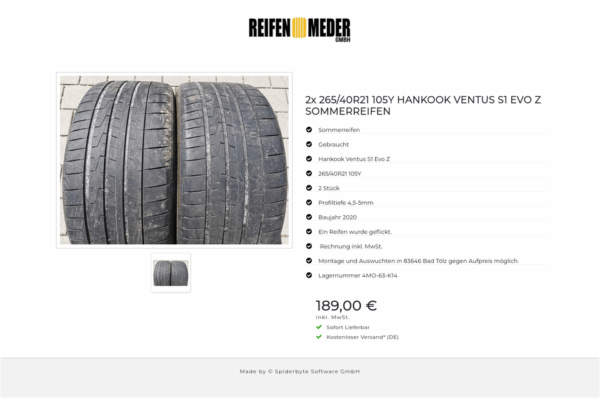 2x 265/40R21 105Y HANKOOK VENTUS S1 EVO Z SOMMERREIFEN #166J – Bild 2