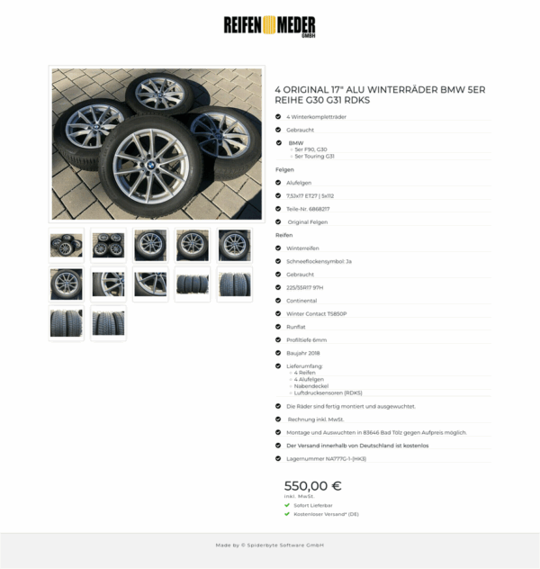 4 ORIGINAL 17" ALU WINTERRÄDER BMW 5ER REIHE G30 G31 RDKS #9056 – Bild 13
