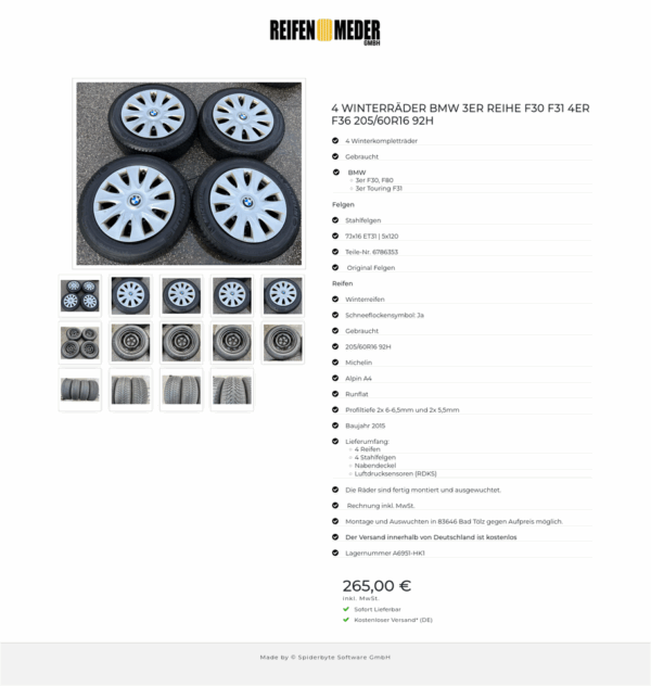 4 WINTERRÄDER BMW 3ER REIHE F30 F31 4ER F36 205/60R16 92H #1DQJ – Bild 15