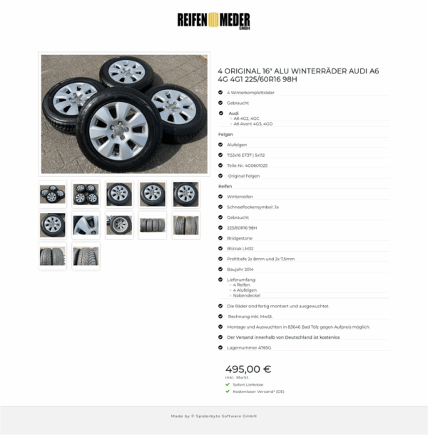 4 ORIGINAL 16" ALU WINTERRÄDER AUDI A6 4G 4G1 225/60R16 98H #9885 – Bild 13