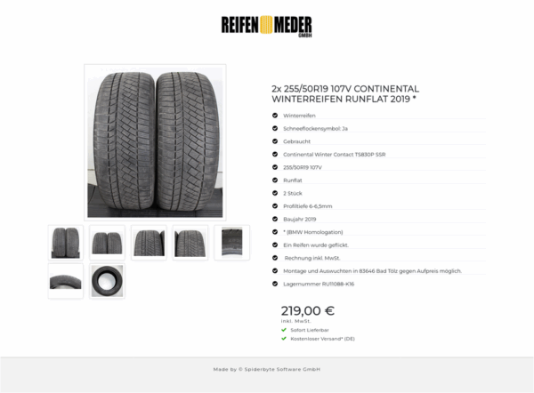 2x 255/50R19 107V CONTINENTAL WINTERREIFEN RUNFLAT 2019 * #1UDT – Bild 8