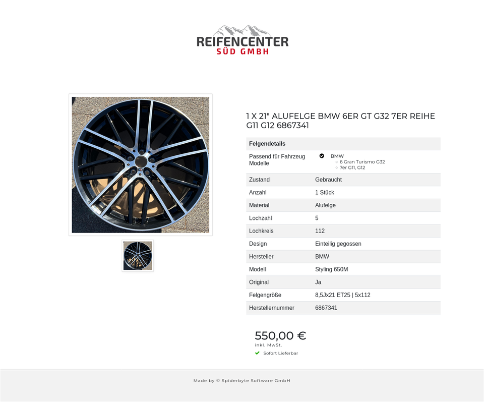 1 X 21" ALUFELGE BMW 6ER GT G32 7ER REIHE G11 G12 6867341 #1UAL – Bild 2