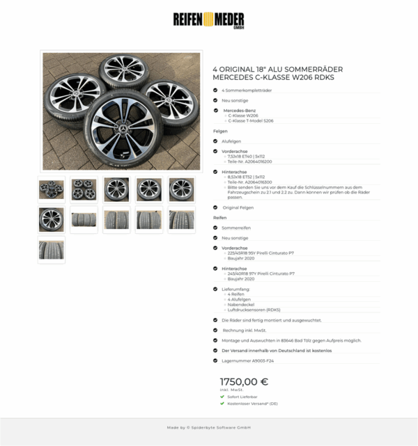 4 ORIGINAL 18" ALU SOMMERRÄDER MERCEDES C-KLASSE W206 RDKS  #1RLO – Bild 12
