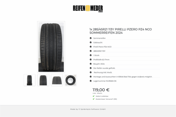 1x 285/45R21 113Y PIRELLI PZERO PZ4 NCO SOMMERREIFEN 2024 #1LLD – Bild 5