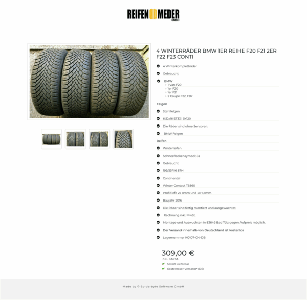 4 WINTERRÄDER BMW 1ER REIHE F20 F21 2ER F22 F23 CONTI  #8928 – Bild 5