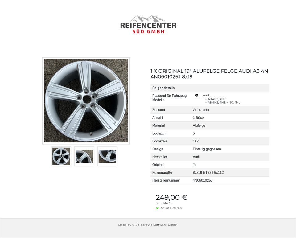 1 X ORIGINAL 19" ALUFELGE FELGE AUDI A8 4N 4N0601025J 8x19 #1YSG – Bild 4