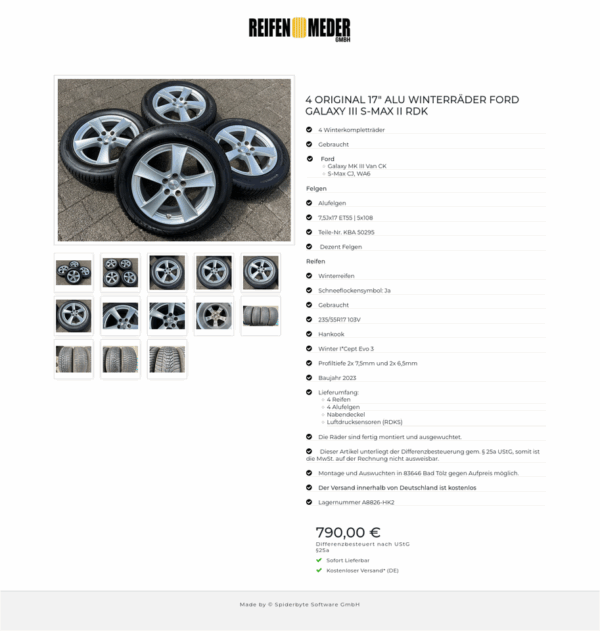 4 ORIGINAL 17" ALU WINTERRÄDER FORD GALAXY III S-MAX II RDK #1XAC – Bild 14