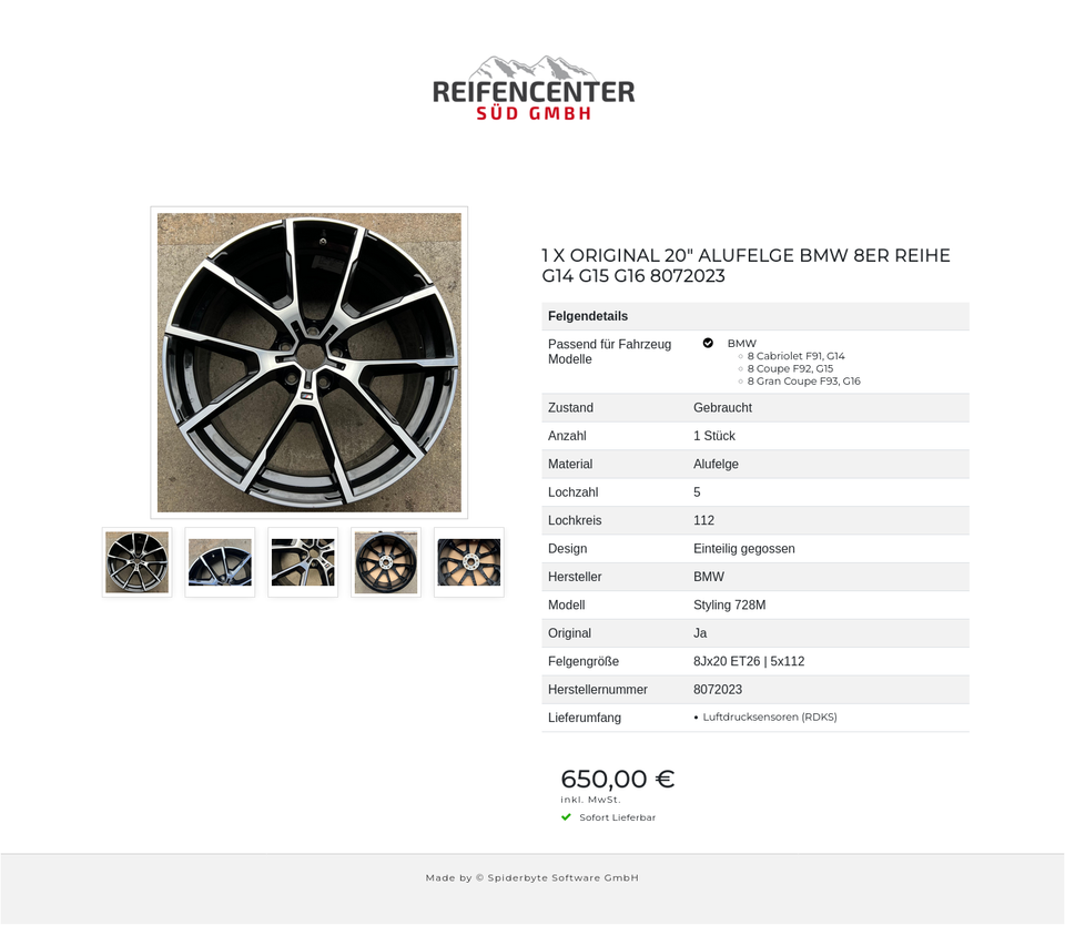 1 X ORIGINAL 20" ALUFELGE BMW 8ER REIHE G14 G15 G16 8072023 #1TVP – Bild 6