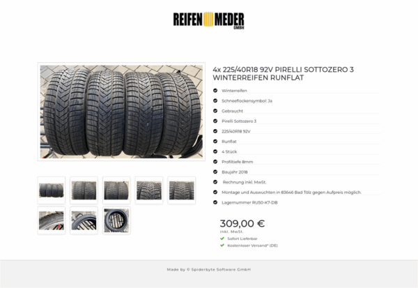 4x 225/40R18 92V PIRELLI SOTTOZERO 3 WINTERREIFEN RUNFLAT #1221 – Bild 9