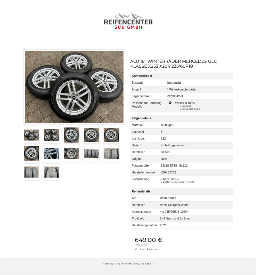 ALU 18" WINTERRÄDER MERCEDES GLC KLASSE X253 X204 235/60R18 #1UFP – Bild 13