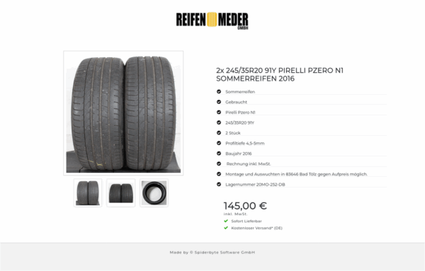 2x 245/35R20 91Y PIRELLI PZERO N1 SOMMERREIFEN 2016 #146M – Bild 4