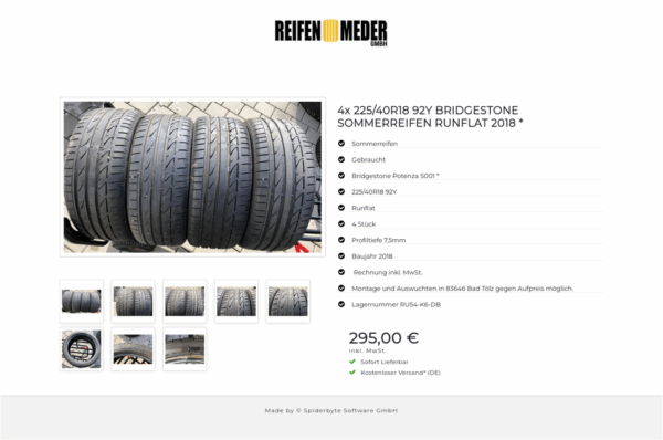 4x 225/40R18 92Y BRIDGESTONE SOMMERREIFEN RUNFLAT 2018 * #1217 – Bild 9