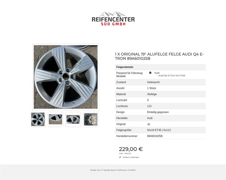 1 X ORIGINAL 19" ALUFELGE FELGE AUDI Q4 E-TRON 89A601025B #1X0N – Bild 5