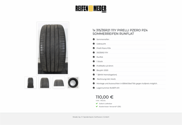 1x 315/35R21 111Y PIRELLI PZERO PZ4 SOMMERREIFEN RUNFLAT #1MQD – Bild 5