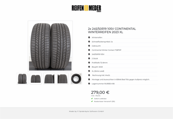 2x 245/50R19 105V CONTINENTAL WINTERREIFEN 2023 XL #1LLG – Bild 6