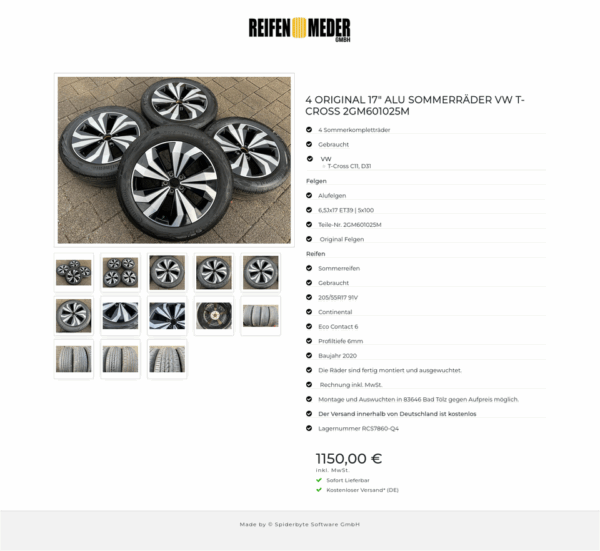 4 ORIGINAL 17" ALU SOMMERRÄDER VW T-CROSS 2GM601025M #1POM – Bild 14