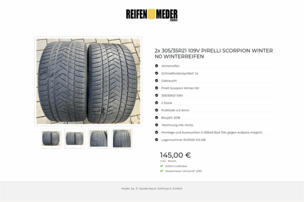 2x 305/35R21 109V PIRELLI SCORPION WINTER N0 WINTERREIFEN #8732 – Bild 5