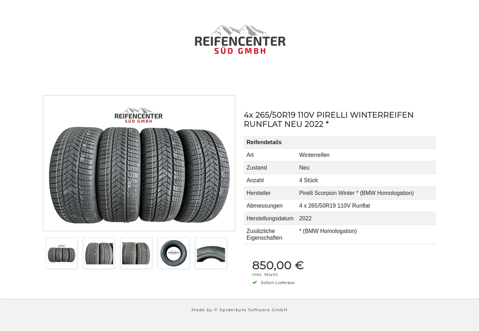 4x 265/50R19 110V PIRELLI WINTERREIFEN RUNFLAT NEU 2022 * #1PRE – Bild 6