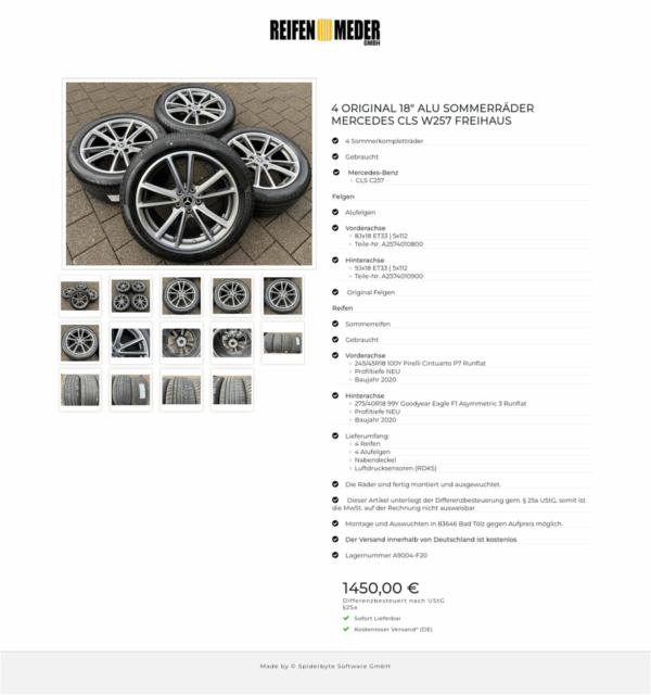 4 ORIGINAL 18" ALU SOMMERRÄDER MERCEDES CLS W257 FREIHAUS #1RLN – Bild 15