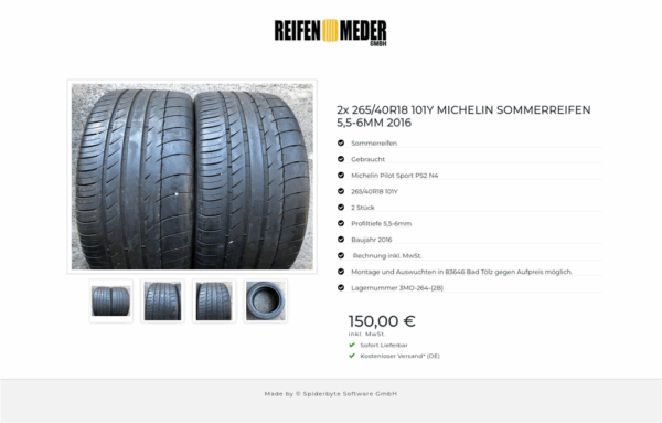2x 265/40R18 101Y MICHELIN SOMMERREIFEN 5,5-6MM 2016 #5788 – Bild 5