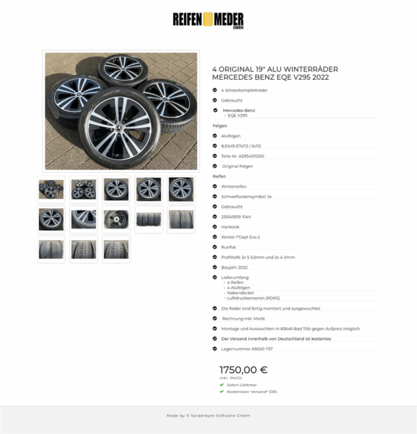 4 ORIGINAL 19" ALU WINTERRÄDER MERCEDES BENZ EQE V295 2022 #1RYQ – Bild 14