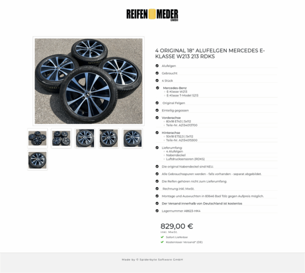 4 ORIGINAL 18" ALUFELGEN MERCEDES E-KLASSE W213 213 RDKS #1LOU – Bild 7