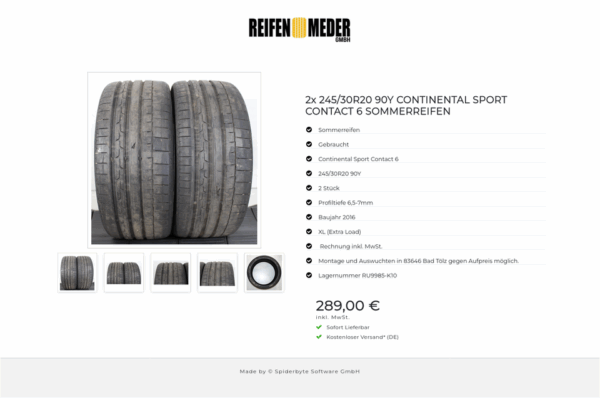 2x 245/30R20 90Y CONTINENTAL SPORT CONTACT 6 SOMMERREIFEN #1MBF – Bild 6