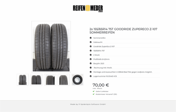 2x 155/65R14 75T GOODRIDE ZUPERECO Z-107 SOMMERREIFEN #1Q0X – Bild 6