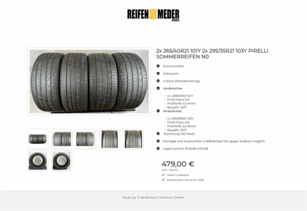 2x 265/40R21 101Y 2x 295/35R21 103Y PIRELLI SOMMERREIFEN N0 #9665 – Bild 8