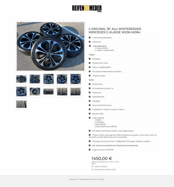 4 ORIGINAL 18" ALU WINTERRÄDER MERCEDES C-KLASSE W206 A2064 #1ELO – Bild 12
